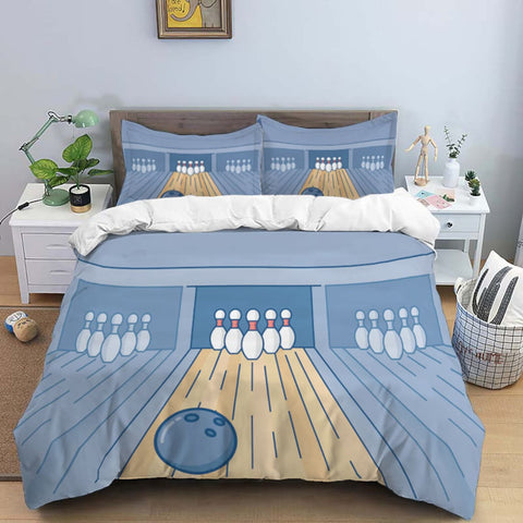 Maxcorners Bowling Ball And Pins 3D Bedding Set