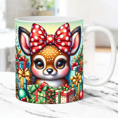 Maxcorners Christmas Deer Cute Personalized Mug 3D Printed Multicolor