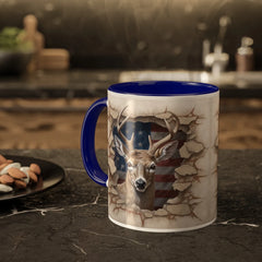 Maxcorners Deer American Flag 3D Personalized Ceramic Mug 3D Printed Multicolor