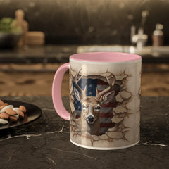 Maxcorners Deer American Flag 3D Personalized Ceramic Mug 3D Printed Multicolor