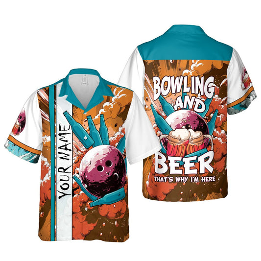 Maxcorners Bowling And Beer Vintage Mutilcolor Option Hawaiian Shirt (6 Colors)