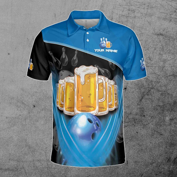 Maxcorners Bowling Funny Beer 3D Polo Shirt