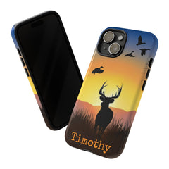Maxcorners Hunting Personalized Deer Hunting iPhone Tough Case, Android Tough Case, Deer Hunting Gifts Men, Whitetail Buck Phone Case, Gifts For Deer Hunters Full Wrap Phone Case LM1012