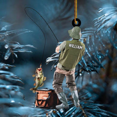 Maxcorners Personalized Fishing Christmas Ornament, Fishing Man Ornament, Christmas Gift For Fishing Lovers, Xmas Tree Decor Gift