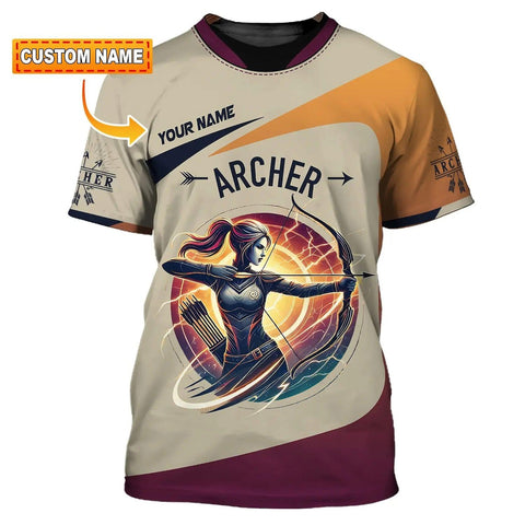 Maxcorners Custom 3D Archery T-Shirt, Personalized Archer Design, Sports Gift For Archery Lovers, Archery Tee