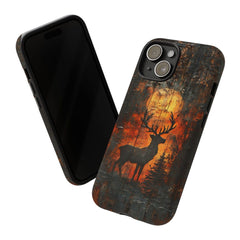 Maxcorners Hunting Rustic Deer Wildlife Wood Burn Full Wrap Phone Case LM1012