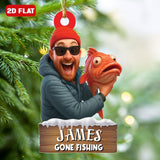 Maxcorners Custom Photo Fishing Ornament Personalized Image Fisherman Ornament Fishing Lovers Gift Fisherman Ornament Reel Cool Grandpa Papa Anglers