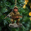 Maxcorners Custom Photo Fishing Christmas Ornament, Fishing Man Acrylic Ornament, Christmas Gift For Him