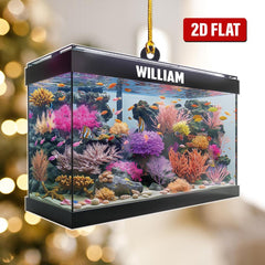 Maxcorners Personalized Aquarium Fish Tank Christmas Ornament Custom Name Gift Ideas For Him Boys Kids Ornament Fish Aquarium Ornament Christmas Tree