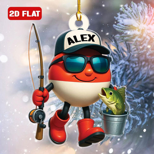 Maxcorners Personalized Fishing Ornament Tackle Box Fisherman Custom Name Ornament Fishing Gift For Dad Grandpa Fishing Lover Angler Merry Fishmas Gift