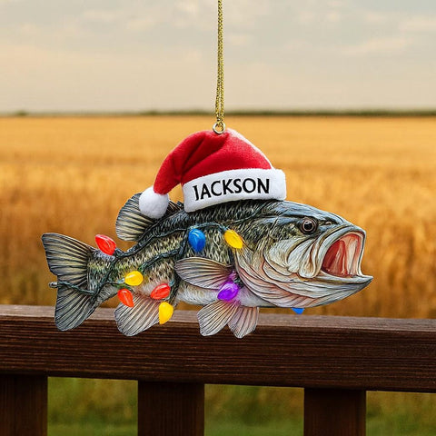 Maxcorners Personalized Bass Fish Christmas Ornament, Custom Holiday Tree Decor, Perfect Gift for Fishermen