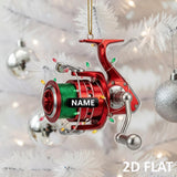 Maxcorners Personalized Fishing Reel 2D FLAT Ornament, Custom Fisherman Christmas Decor, Fishing Lover Xmas Tree Gift, Angler Holiday Ornament