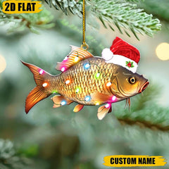 Maxcorners Funny Personalized Christmas Fish Ornament, Custom Name Fishing Enthusiast Holiday Decor Gift