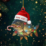 Maxcorners Personalized Christmas Fish Ornament, Custom Name Carp/Bass Keepsake, Fisherman/Angler Christmas Gift, Funny Fishing Decor