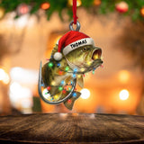 Maxcorners Personalized Fishing Bass Fish Christmas 2D Flat Acrylic Ornament 2025, Fishing Ornament Gift 2025, Fishmas Christmas 2D Flat Ornament