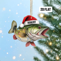 Maxcorners Personalized Fishing Ornament, Custom Name Christmas Ornament, Fisherman Ornament, Bass Fish Dad Ornament, Gifts for Him, Dad