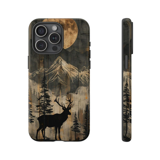 Maxcorners Hunting Deer Stag Buck Wilderness Wood Painting Full Wrap Phone Case LM1012