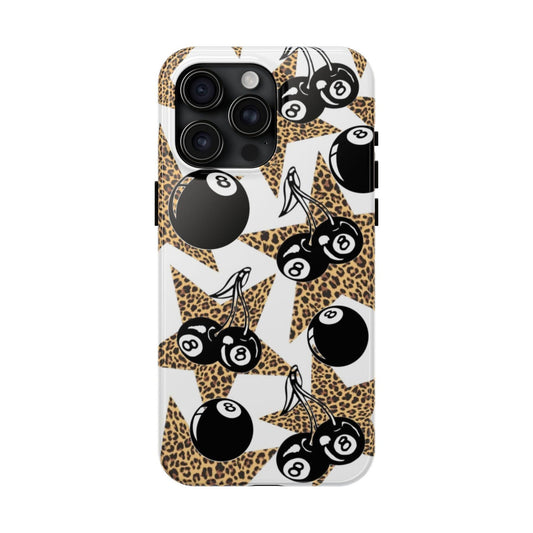 Maxcorners Billiards Leopard Star Phone Case Trendy 8 Ball Full Wrap Phone Case LM1012