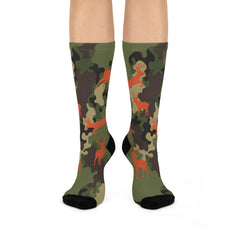 Maxcorners Socks, Cushioned Crew Socks, 360 Print Socks, Deer Socks, Hunting Socks, Camo Socks, Fall Socks, Gift for hunter, Fun Socks, Unique SocksLM2611