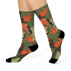 Maxcorners Socks, Cushioned Crew Socks, 360 Print Socks, Rabbit Season Socks, Duck Season Socks, Hunting Socks, Camo Socks, Gift for hunter, Fun SocksLM2611