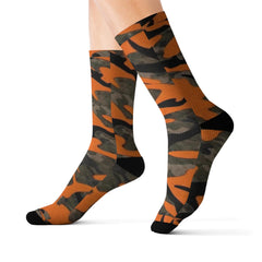 Maxcorners Hunting Blaze Orange Camo Camouflage Sublimation SocksLM2611