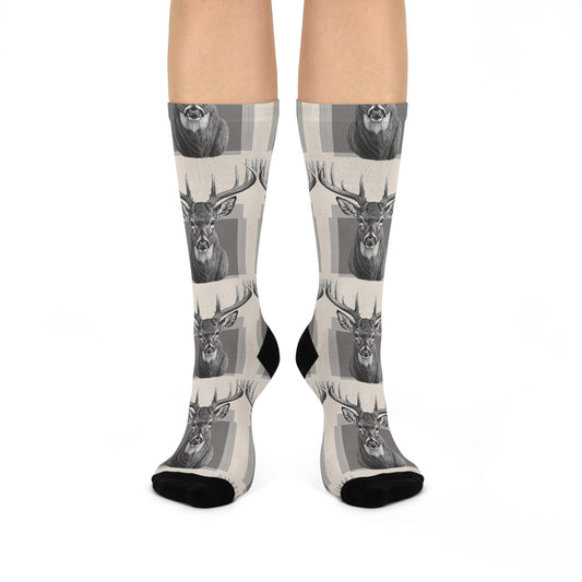 Maxcorners Deer Cushioned Crew Socks for Men, Buck/Hunting Socks, Men's clothing Gifts for Him Hunting gift Christmas gift for men LM2611