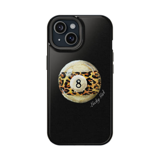 Maxcorners Billiards Leopard Print 8 Ball- 'Lucky Me" Trendy  Full Wrap Phone Case LM1012
