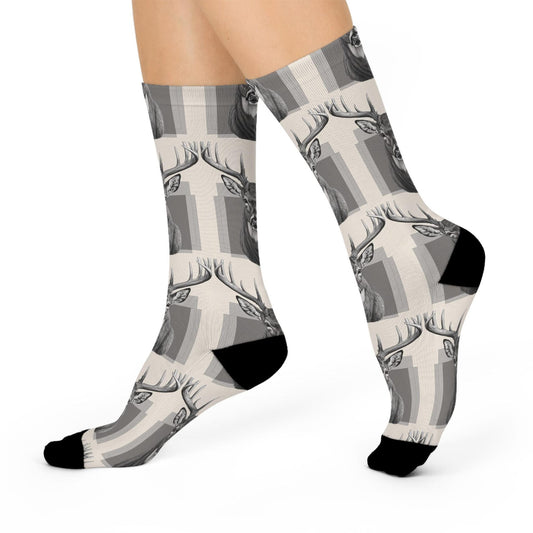 Maxcorners Deer Cushioned Crew Socks for Men, Buck/Hunting Socks, Men's clothing Gifts for Him Hunting gift Christmas gift for men LM2611