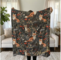 Maxcorners Personalized Fox Blanket Custom Fox Sherpa Fleece Blanket Cute Gift for Girl Animal Lover Blanket Fox Lover Blanket Cute Gift for Her
 LM1611