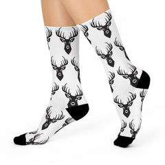 Maxcorners Buck Whimsical Deer Print Cushioned Crew Socks - Cozy Gifts for Nature Lovers, Winter Accessories, Outdoor Fun, Unique Stocking Stuffers LM2611