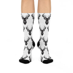Maxcorners Buck Whimsical Deer Print Cushioned Crew Socks - Cozy Gifts for Nature Lovers, Winter Accessories, Outdoor Fun, Unique Stocking Stuffers LM2611