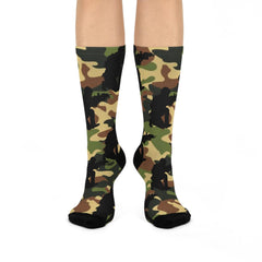 Maxcorners Camo Cushioned Crew Socks, Outdoor Style, Perfect for Hiking, Gifts for Military Lovers, Comfort in Every Step, Ideal for Everyday Wear LM2611