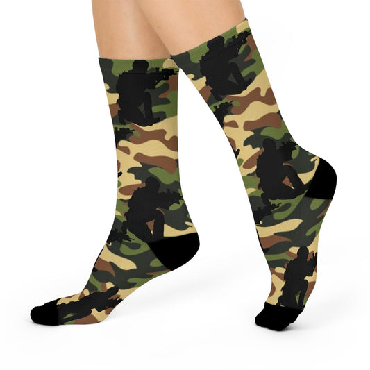 Maxcorners Camo Cushioned Crew Socks, Outdoor Style, Perfect for Hiking, Gifts for Military Lovers, Comfort in Every Step, Ideal for Everyday Wear LM2611