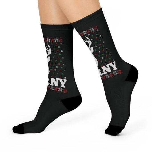 Maxcorners Horney Hunting socks Festive Holiday Crew Socks for Cozy Comfort, Fun Christmas Socks, Funny Gift for Him/Her, Winter Socks with Antlers LM2611