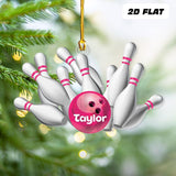 Maxcorners Personalized Bowling Strike Christmas Ornament Custom Name Bowling Team Gift Bowling Ornament Christmas Tree Decor Bowler Gift Bowling & Pin
 LM1111
