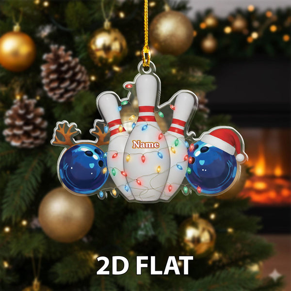 Maxcorners Personalized 2D Flat Bowling Ornament, Custom Bowler Christmas Gift, Bowling Pins Holiday Decoration, League Player Xmas Tree Keepsake
 LM1111