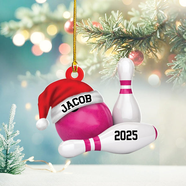 Maxcorners Personalized Bowling Ornament: Custom Name and Year, Wood or Acrylic
 LM1111