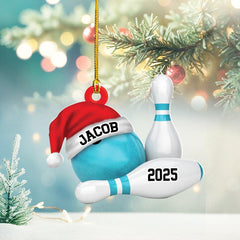 Maxcorners Personalized Bowling Ornament: Custom Name and Year, Wood or Acrylic
 LM1111