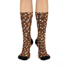 Maxcorners Baby Deer Print Crew Socks, Wildlife Animal Design LM2611