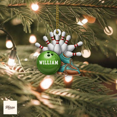 Maxcorners PERSONALIZABLE Bowling Ornament, Custom Name Xmas Tree Decor, Bowler Gift for Kids Teens Adults, CUSTOMIZABLE Sports Gift for Family Friends
 LM1111