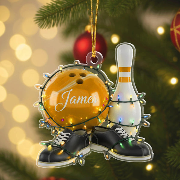 Maxcorners Personalized Bowling Player Christmas Ornament, Custom Name Bowling Christmas Tree Decor, Bowling Acrylic, Christmas Gift For Bowling Lover
 LM1111