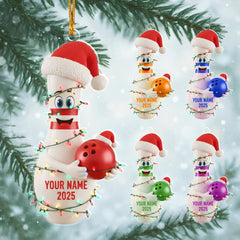 Maxcorners Personalized Bowling Ornament | Custom Name Christmas Decoration 2025 | Funny Sports Gift | Bowler Holiday Keepsake, 2D flat ornament
 LM1111