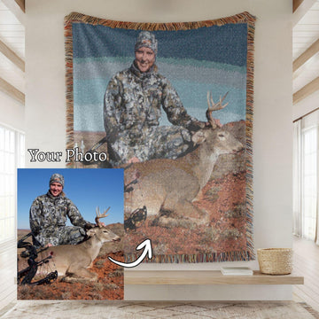 Maxcorners Personalized Hunting Blanket, Custom Photo Gifts for Hunter, Throw or Tapestry for Christmas
 LM1611