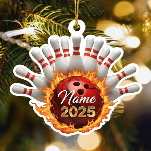 Maxcorners Custom Bowling Christmas Ornament, Personalized Bowling Players Ornament, Bowling Lovers Gift LM1111