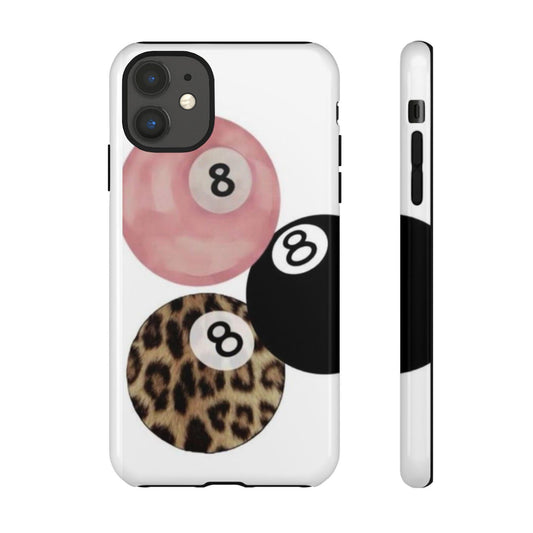 Maxcorners Billiards Leopard Pink 8 Ball Full Wrap Phone Case LM1012