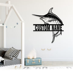Maxcorners Custom Marlin Fishing Metal Sign, ,Marlin Fish Wall Art