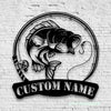 Maxcorners Custom Bass Fishing Metal Sign Fish Wall Art With LED Light