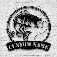 Maxcorners Custom Bass Fishing Metal Sign Fish Wall Art