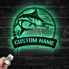 Maxcorners Custom Atlantic Blue Marlin Fishing Metal Sign Fish Wall Art