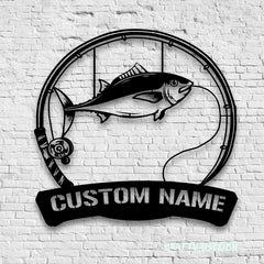 Maxcorners Custom Albacore Fishing Metal Sign Fish Wall Art With LED Light